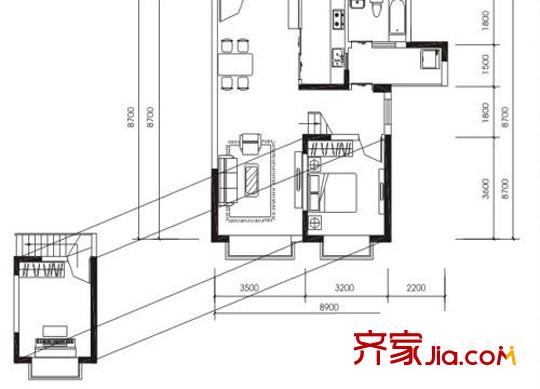 愿景童話里戶型圖2室2廳 戶型圖 2室2廳1衛(wèi)1廚
