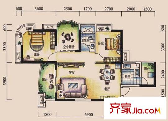 湘域熙岸一期5#棟E1-2戶型（售完） 2室2廳2衛(wèi)1廚