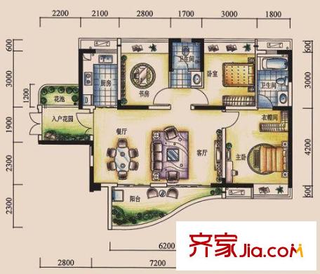 湘域熙岸D1-2 1#2#（售完） 3室2廳2衛(wèi)1廚