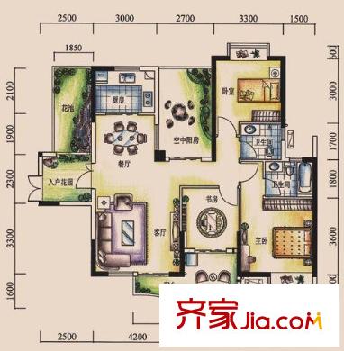 湘域熙岸B1-3A-1 4#（售完）  3室2廳2衛(wèi)1廚