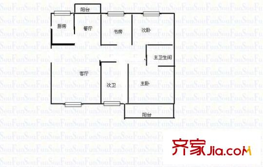 雍景園戶(hù)型圖3室2廳 戶(hù)型圖 3室2廳2衛(wèi)1廚