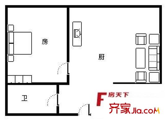雍景園戶(hù)型圖1室1廳 戶(hù)型圖 1室1廳1衛(wèi)1廚