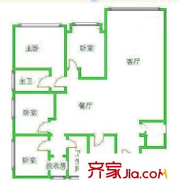王府花園戶型圖4室2廳 戶型圖 4室2廳2衛(wèi)1廚