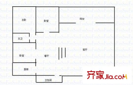 王府花園戶型圖3室2廳2衛(wèi)1廚 戶型圖 3室2廳2衛(wèi)1廚