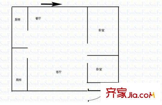 湘繡城戶型圖2室2廳1衛(wèi)1廚  戶型圖 2室2廳1衛(wèi)1廚