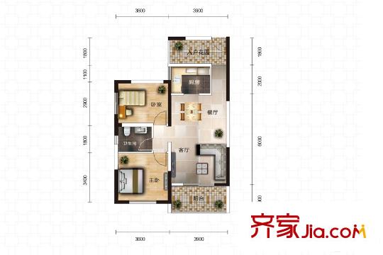 中國鐵建國際城29棟B-2戶型 2室2廳1衛(wèi)1廚