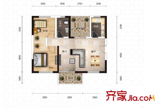 中國鐵建國際城29棟-C-2戶型 2室2廳1衛(wèi)1廚