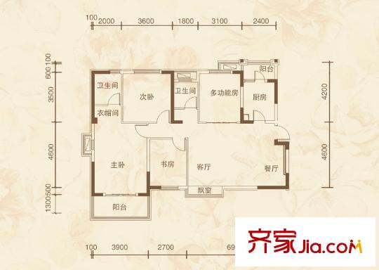 碧桂園威尼斯城戶型圖4室2廳  戶型圖 4室2廳2衛(wèi)1廚