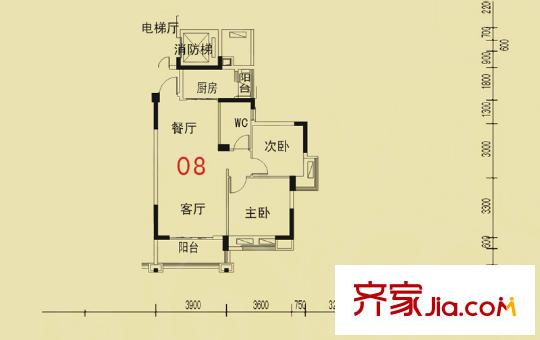 碧桂園威尼斯城戶型圖08戶型 2室2廳1衛(wèi)1廚