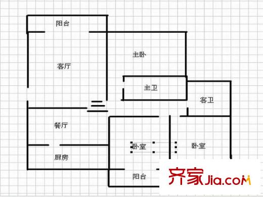 雍景園戶(hù)型圖3室2廳2衛(wèi)1廚  戶(hù)型圖 3室2廳2衛(wèi)1廚