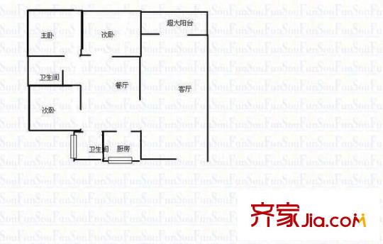 王府花園戶型圖3室2廳 戶型圖  3室2廳2衛(wèi)1廚