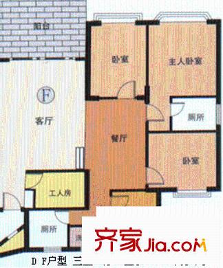 王府花園戶型圖戶型圖 3室2廳2衛(wèi)1廚