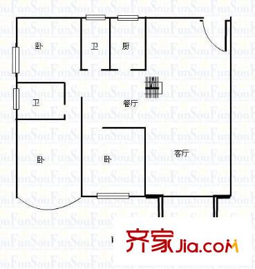王府花園戶型圖3室2廳 戶型圖 3室2廳2衛(wèi)1廚