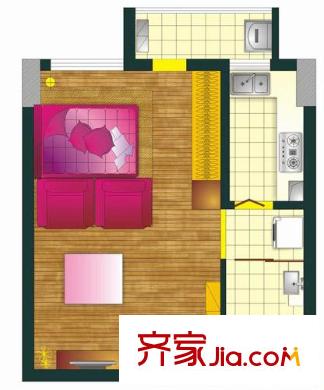 滿庭芳二期項(xiàng)目C戶型?lonely 1室1廳1衛(wèi)