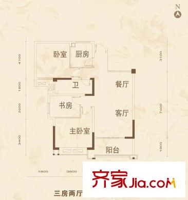 碧桂園威尼斯城戶型圖3室2廳  戶型圖 3室2廳1衛(wèi)1廚