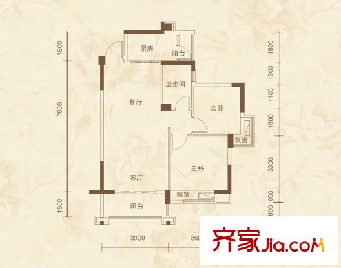 碧桂園威尼斯城戶型圖2室2廳  戶型圖 2室2廳1衛(wèi)1廚