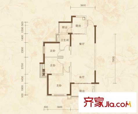 碧桂園威尼斯城戶型圖3室2廳  戶型圖 3室2廳1衛(wèi)1廚