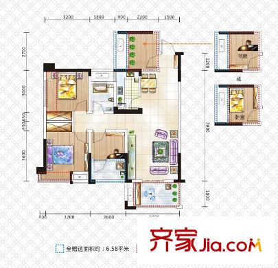 花樣年華2、3號(hào)棟C2戶型 3室2廳1衛(wèi)1廚