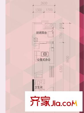 保利林語中心I1、 I3棟C3戶型 1室1廳1衛(wèi)1廚