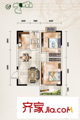 楓樹園二期二期9棟21層9-02戶型 2室2廳1衛(wèi)1廚
