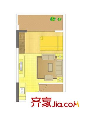 i尚國際1棟27層朝北B戶型 1室1廳1衛(wèi)