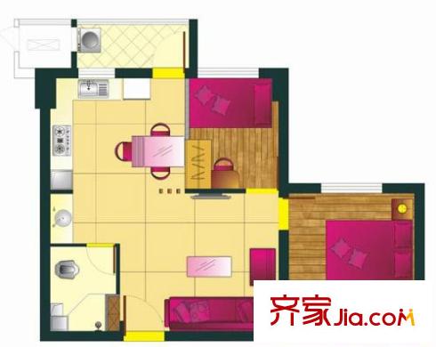 滿庭芳二期項(xiàng)目A戶型魔方 2室2廳1衛(wèi)