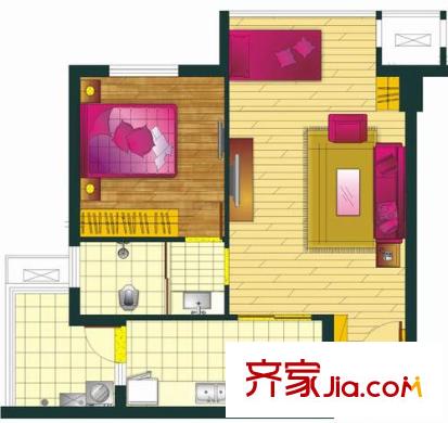 滿庭芳二期項(xiàng)目D戶型發(fā)現(xiàn) 2室1廳1衛(wèi)