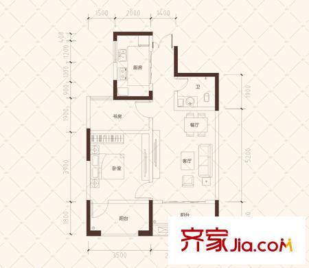 克拉美麗山莊10號(hào)棟H3戶(hù)型（售完） 2室2廳1衛(wèi)1廚