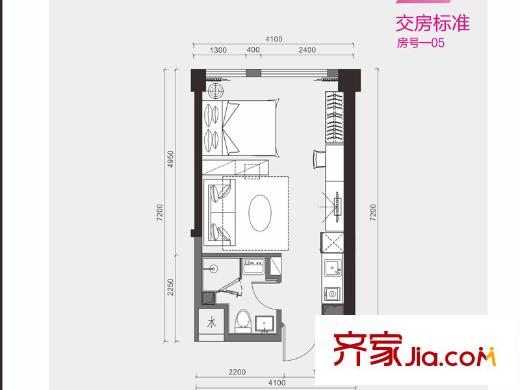 菲莎公館E1戶型 1室1廳1衛(wèi)