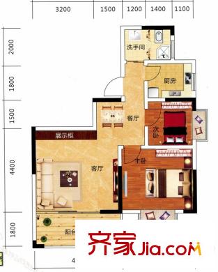 九龍領(lǐng)仕匯39-G戶型 2室2廳1衛(wèi)