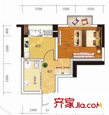 九龍領(lǐng)仕匯38-C戶型 1室1廳1衛(wèi)