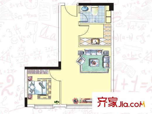 尚都美寓1號(hào)棟C3戶型 1室1廳1衛(wèi)1廚