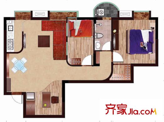 麗都桃源B1戶型 3室2廳1衛(wèi)