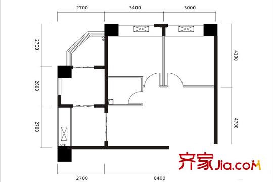 地華梅溪湖畔B-2戶型 2室2廳1衛(wèi)1廚