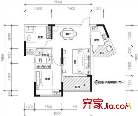 云棲谷I戶型 2室2廳1衛(wèi)