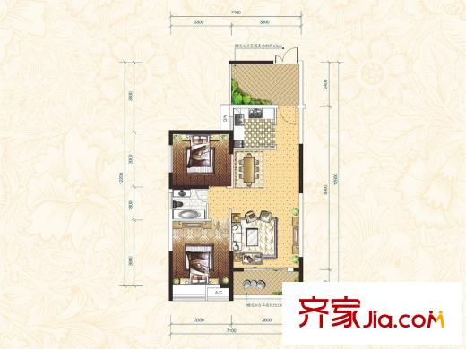 云棲谷21#棟兩房戶型 2室2廳1衛(wèi)