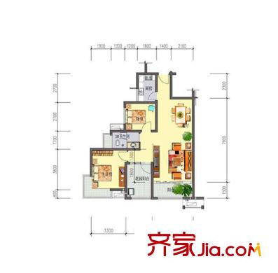 長盛嵐庭C戶型 2室2廳1衛(wèi)