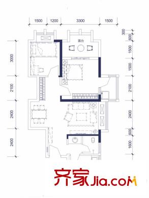 宇洋西海廣場(chǎng)K-2戶型 2室2廳1衛(wèi)1廚