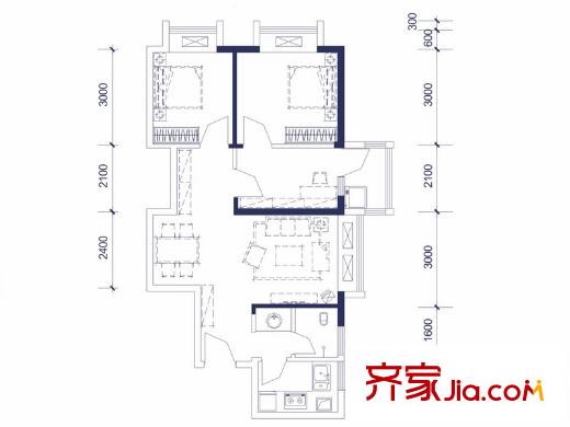 宇洋西海廣場(chǎng)K-1戶型 3室2廳1衛(wèi)1廚
