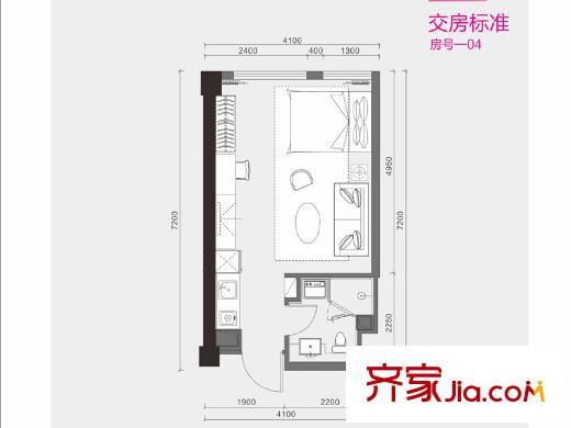 菲莎公館E2戶型 1室1廳1衛(wèi)