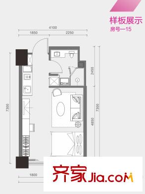 菲莎公館D3戶型 1室1廳1衛(wèi)