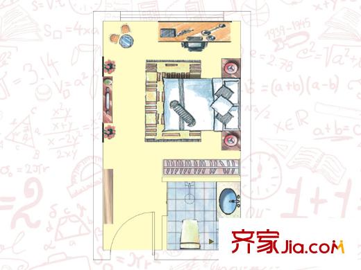 尚都美寓1號(hào)棟金牌戶型 1室1廳1衛(wèi)1廚