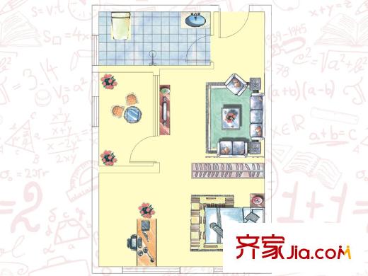 尚都美寓1號(hào)棟SOHO戶型 1室1廳1衛(wèi)1廚
