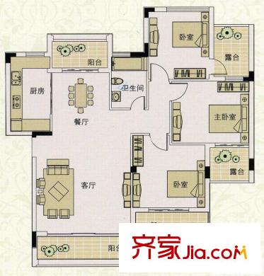 南山?蘇迪亞諾104-109平方米戶型圖 3室2廳1衛(wèi)