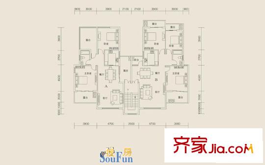 南山?蘇迪亞諾97.52平方米戶型圖 2室2廳1衛(wèi)1廚