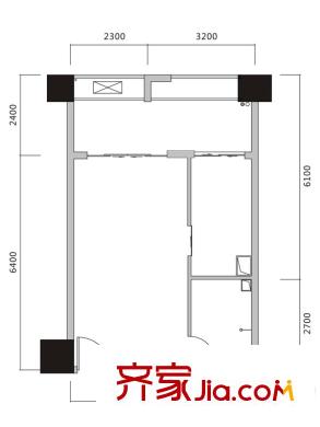 地華梅溪湖畔B-3戶型 1室2廳1衛(wèi)1廚