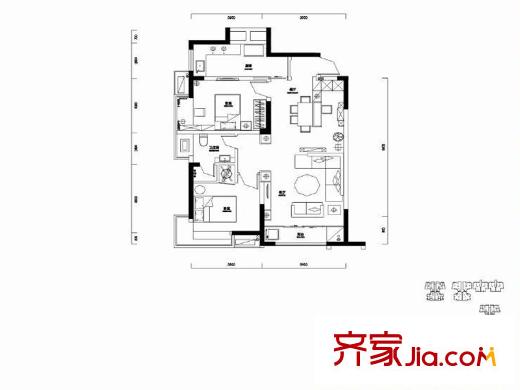 長盛嵐庭L戶型 2室2廳1衛(wèi)