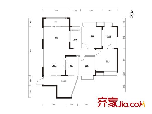 長盛嵐庭G戶型上層 3室2廳2衛(wèi)1廚