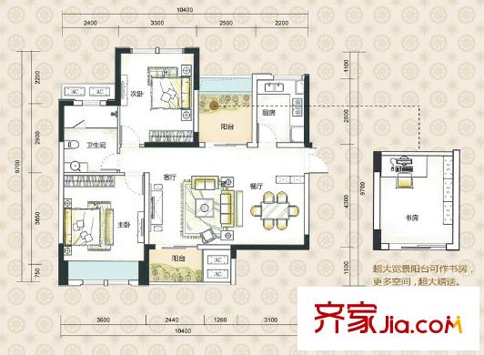 山水譽(yù)峰6棟J戶型  2室2廳1衛(wèi)