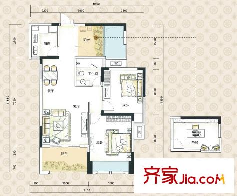 山水譽(yù)峰6棟H戶型 2室2廳1衛(wèi)